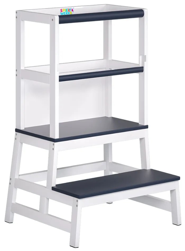 Učiaca veža PLAY borovica, 93x56x49, biela/antracit Spielwerk