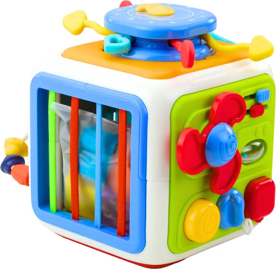 LEAN Toys Interaktívna kocka Vzdelávacia triedička Zmyslové zvuky Farebné
