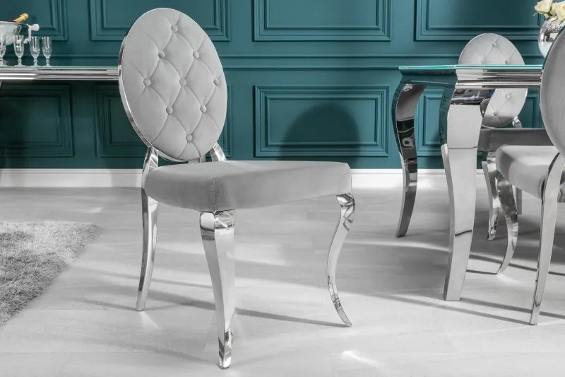 Luxusná stolička Modern Barock zamat sivá