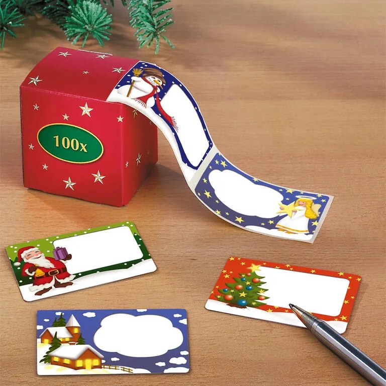 Samolepiace vianočné menovky na darčeky 100 ks