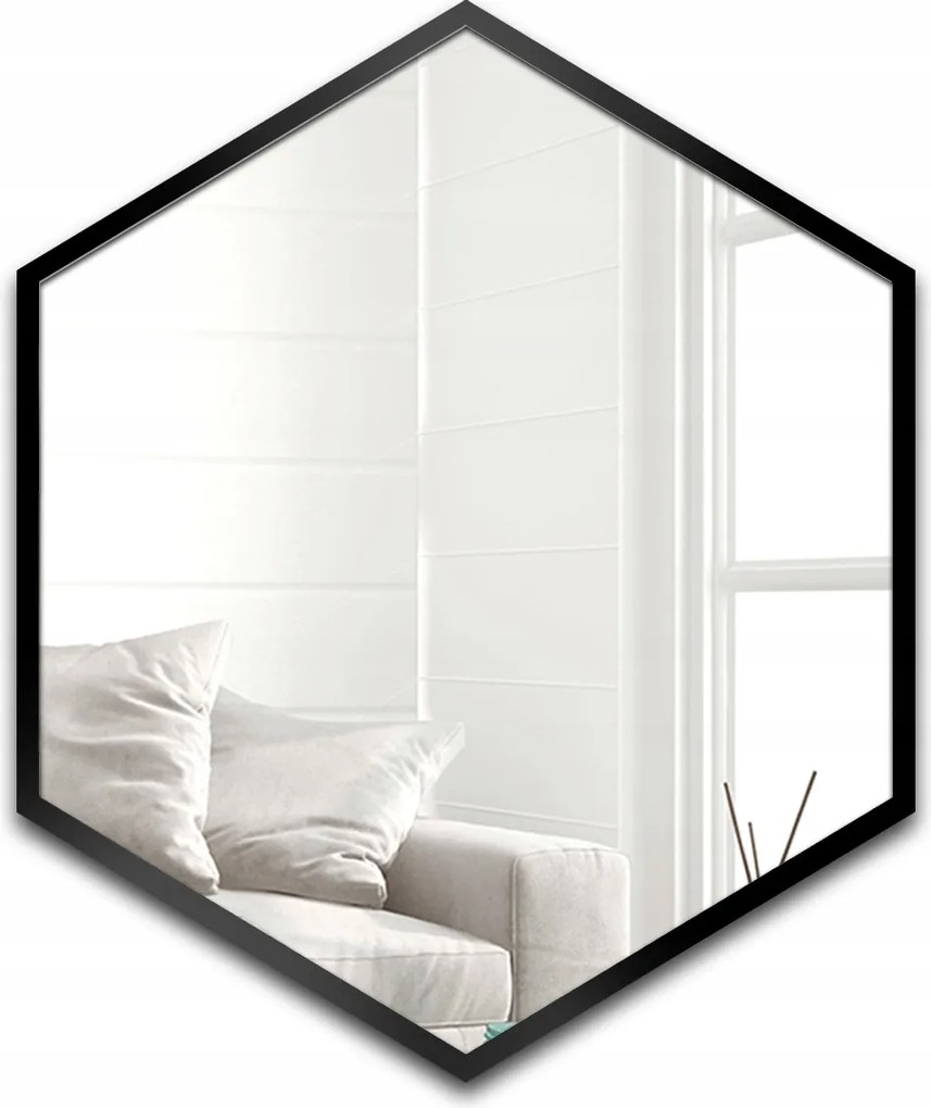 Geometrické zrkadlo Hexa v čiernom ráme Mdf 170X196 nástenné