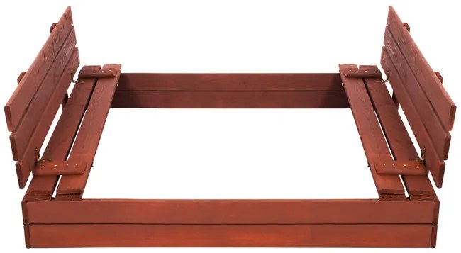 SPRINGOS Uzavreté pieskovisko s lavičkami 140x140 cm impregnované drevo,s netkanou textíliou a plachtou, gaštanovo hnedá SBP140SET05