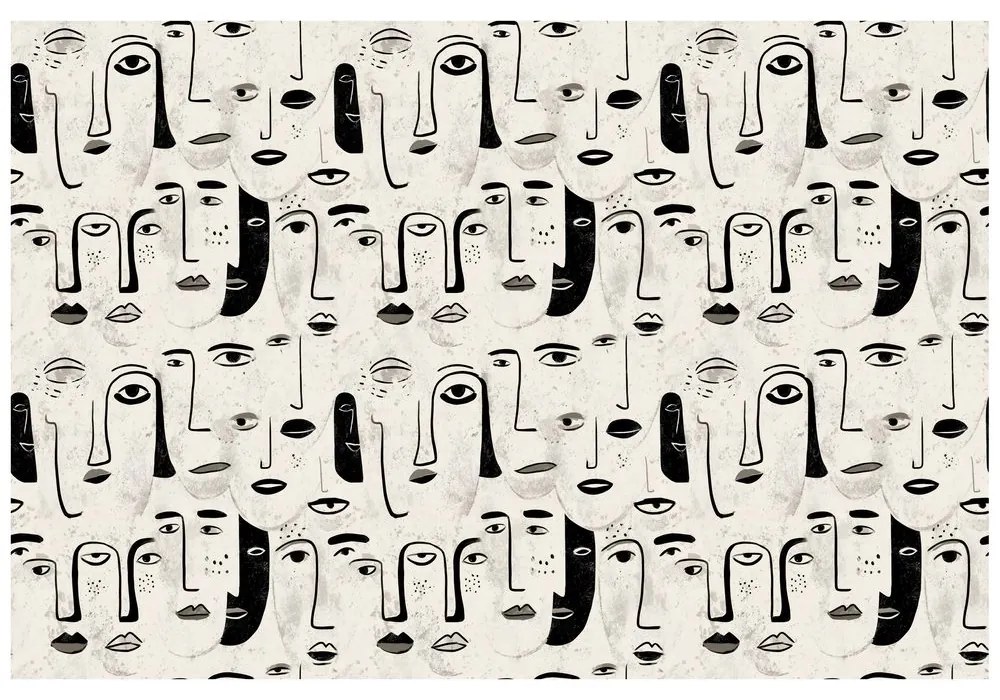 Samolepiaca tapeta abstraktné čiernobiele tváre