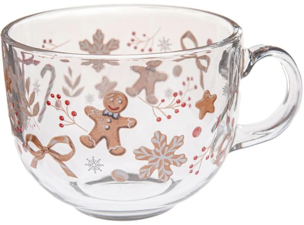 Súprava 6 sklenených hrnčekov Perníček 500 ml