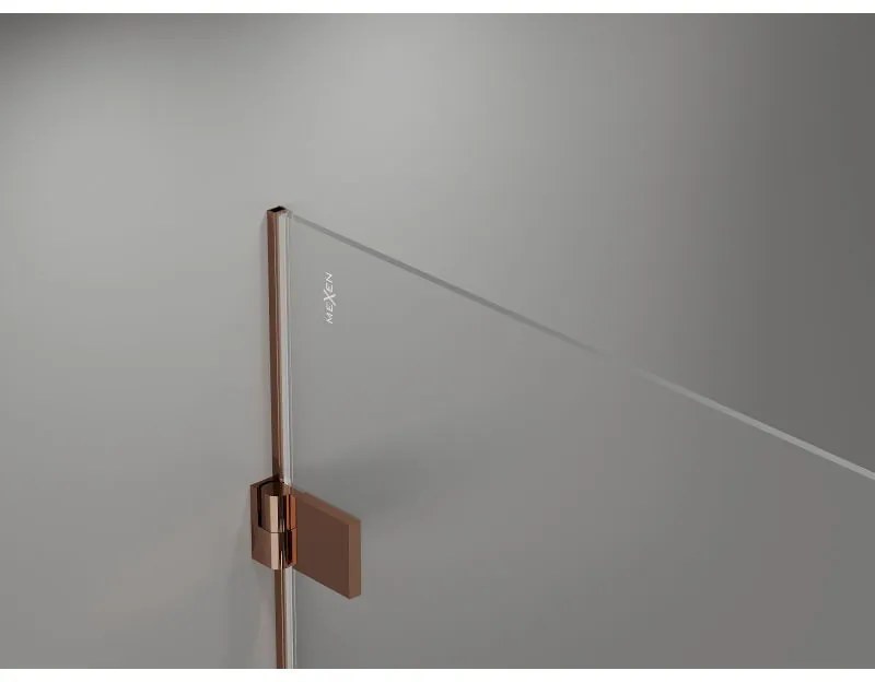 Mexen Lunar-B L výklopný sprchový kút ľavý 80 x 80 cm, číre sklo, ružové zlato, 832L-080-080-60-00-L