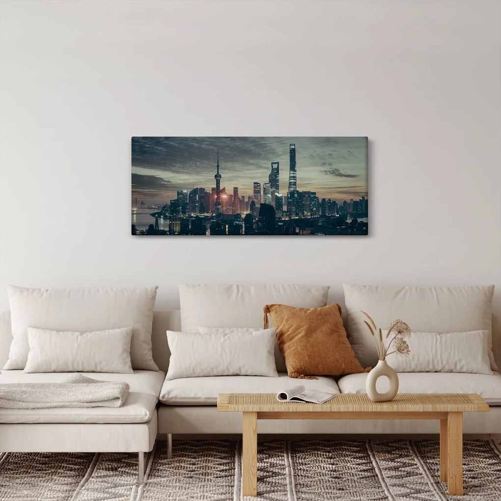 Obraz mesta za súmraku (120x50 cm)