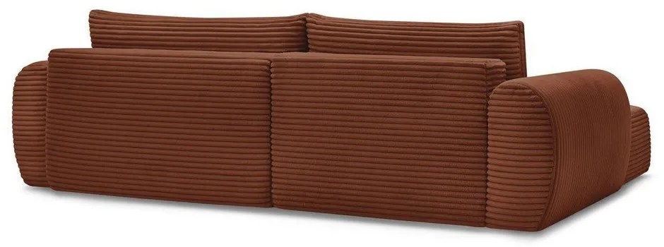 Menčestrová rozkladacia rohová pohovka v tehlovej farbe (ľavý roh) Lucien – Bobochic Paris