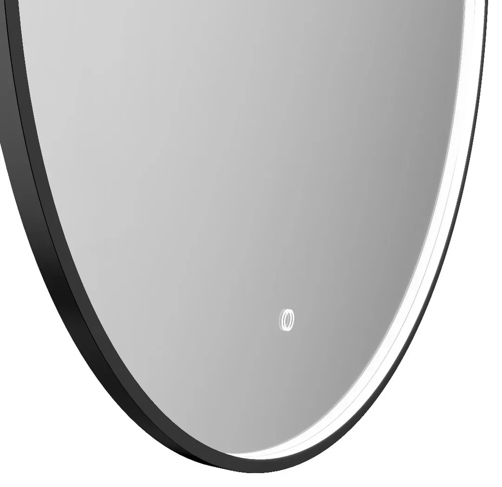 Erga Charlotte, okrúhle LED zrkadlo 60cm, čierny kovový rám, 1380 lm, 6500K, predné bočné osvetlenie, ERG-V01-204-6060-BK