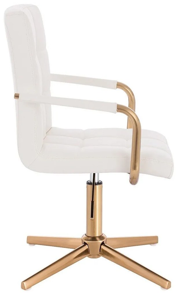 LuxuryForm DESIGN Otočná stolička VERONA GOLD na zlatom kríži - biela