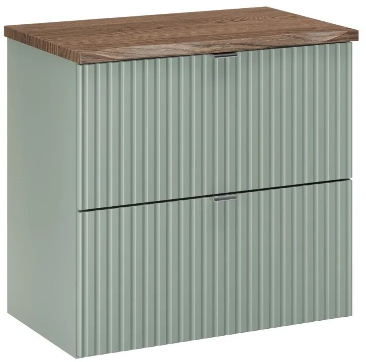 Závesná skrinka pod umývadlo Line Reed Green s doskou 60 cm zelená/dub casella