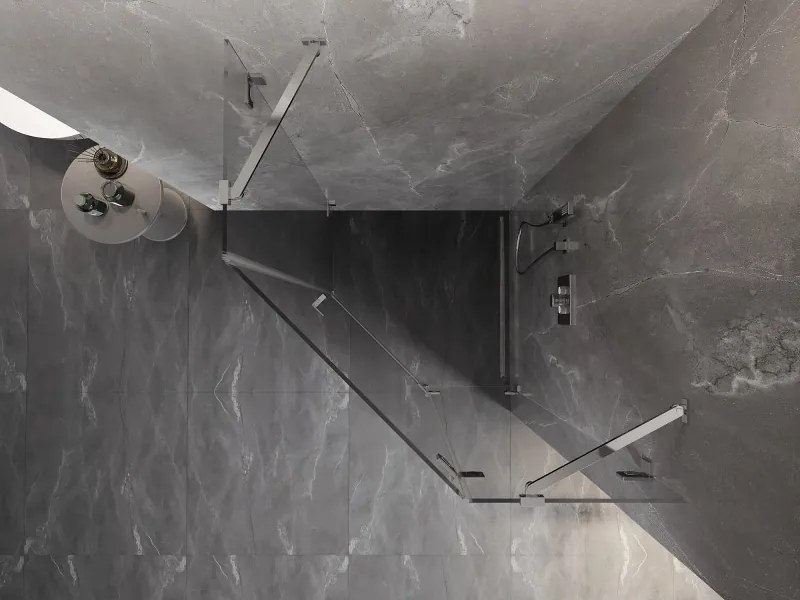 Mexen Lunar, výklopný päťuholníkový sprchový kút pravý 90 x 90 cm, 8mm číre sklo, chrómový profil, 831-090P-090L-01-00-P