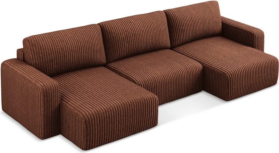 Menčestrová rozkladacia/s úložným priestorom rohová pohovka v terakotovej farbe (do tvaru "U") Kona – Makamii