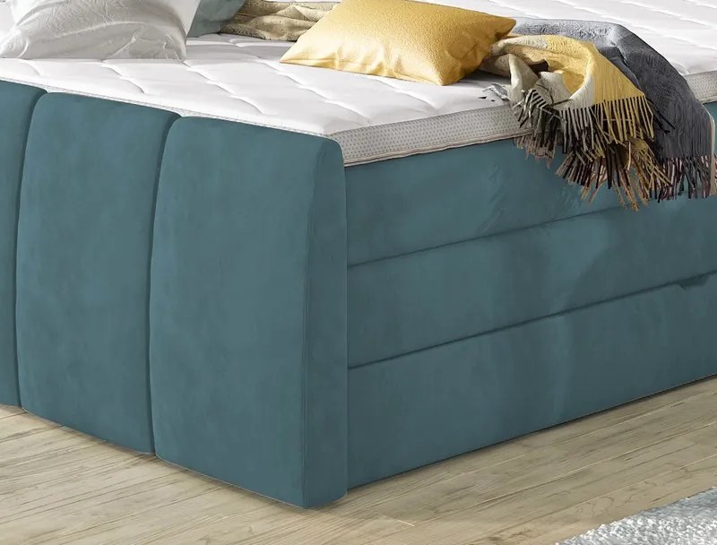 Posteľ boxspring Fresco 180x200 cm, petrolejová látka