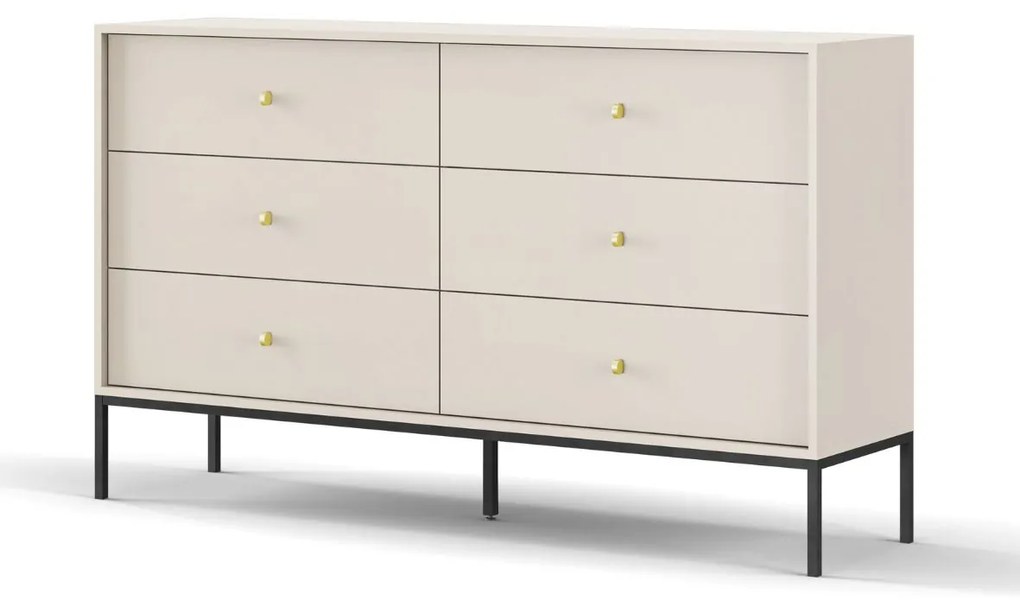 Mono béžová komoda so 6 zásuvkami (MKS154)