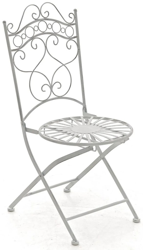 Súprava kovových stoličiek a stola Indra (SET 2+1) - Biela antik