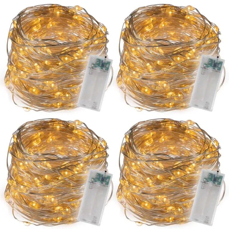 Sada 4 svetelných káblov 40 LED, teplá biela