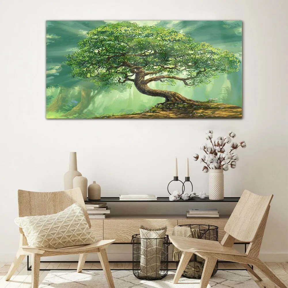 Skleneny obraz Fantasy prírodné listy