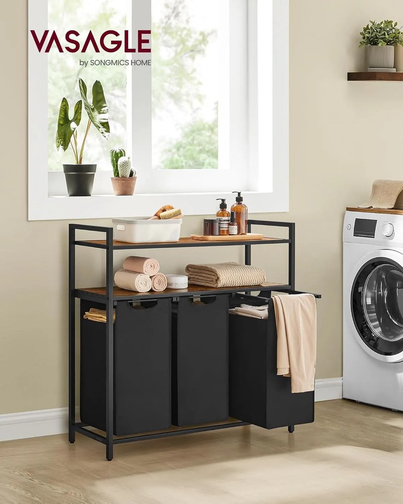 Koš na prádlo Vasagle Ovules Lonels 120 l hnědý/černý