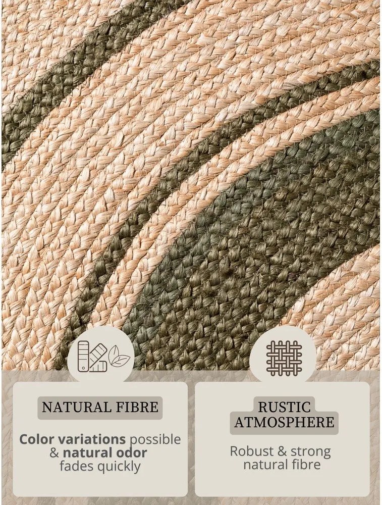 Obojstranný/ručne tkaný jutový okrúhly koberec v prírodnej farbe ø 150 cm Basil – Hanse Home