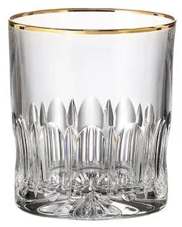 Bohemia Crystal ručne brúsené poháre na whisky Daisy Line Gold 150ml (