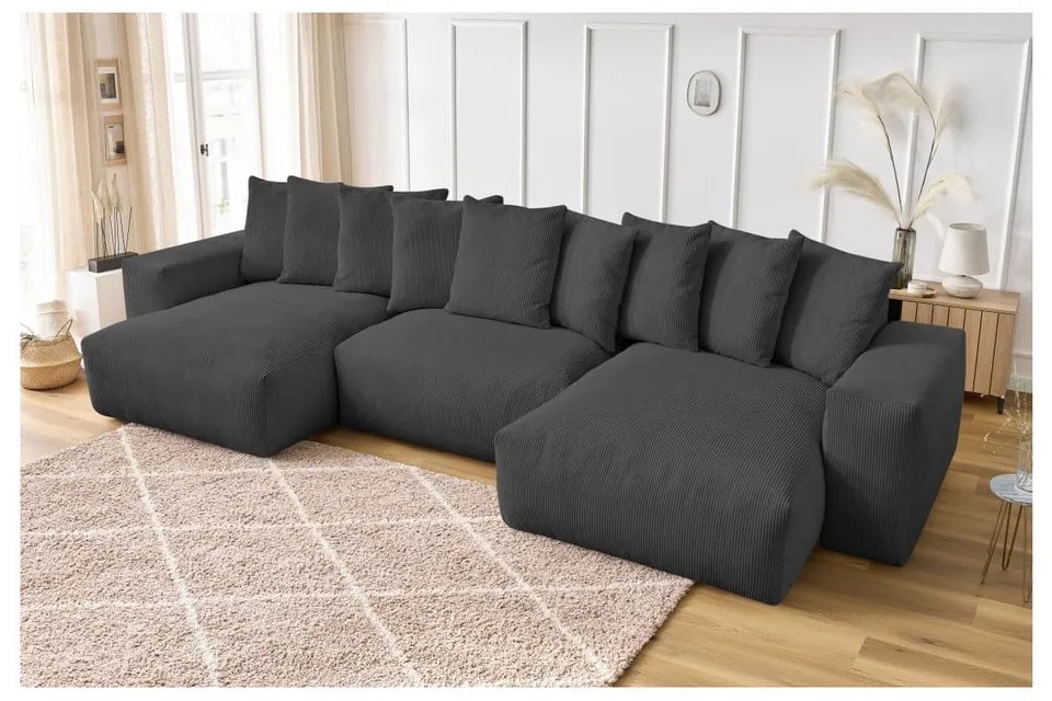 Sivá menčestrová rohová pohovka Voltaire – Bobochic Paris