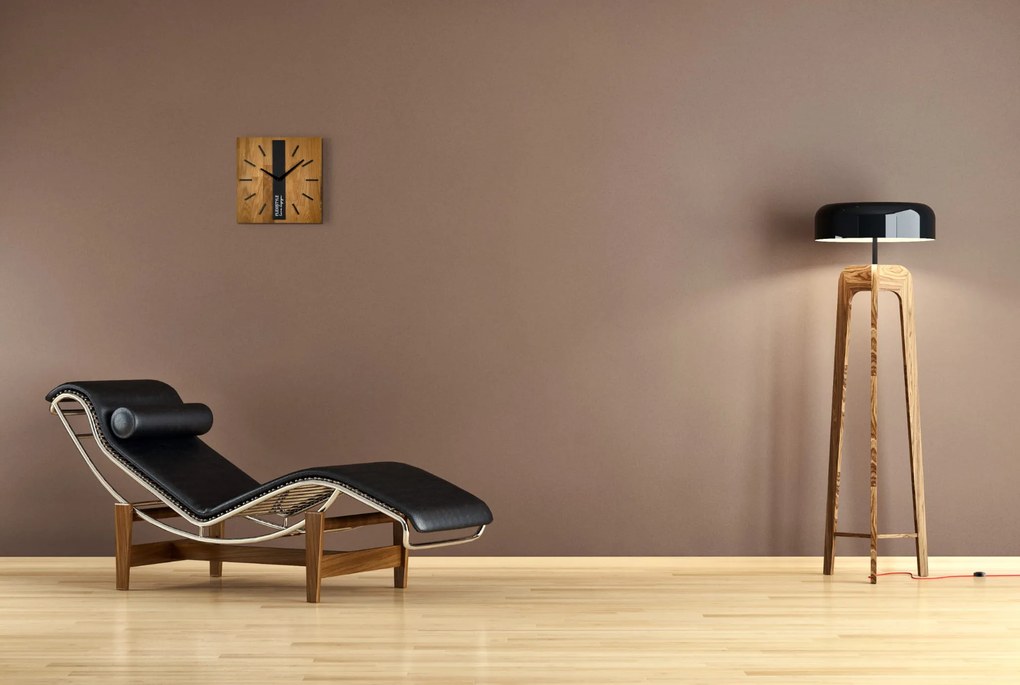 Dekorstudio Elegantné drevené hodiny DUB klasik SQ 30cm - čierne