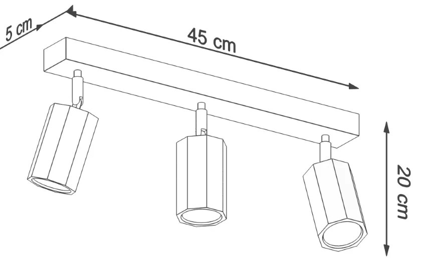 Bodové svietidlo Zeke, 3x drevené tienidlo, (možnosť polohovania)