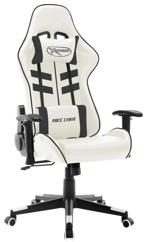 Herná stolička bielo-čierna umelá koža