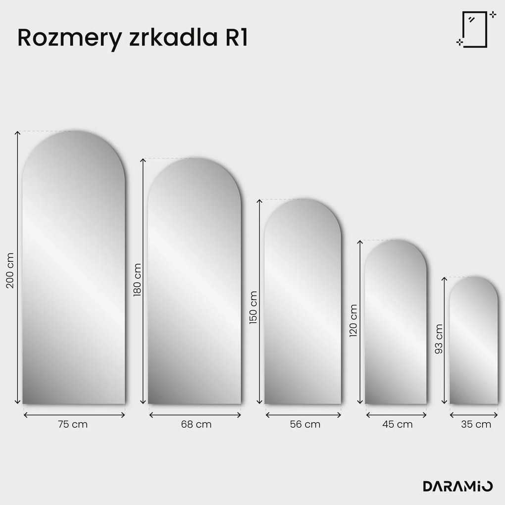 Polkruhové zrkadlo Pure R1