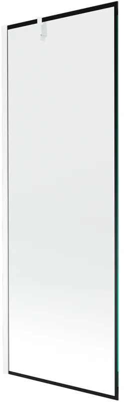 Mexen Next, vaňová zástena 1-krídlová 70 x 150 cm, fixné krídlo, 6 mm číre sklo s čiernym vzorom, biely profil, 895-070-000-00-70-20