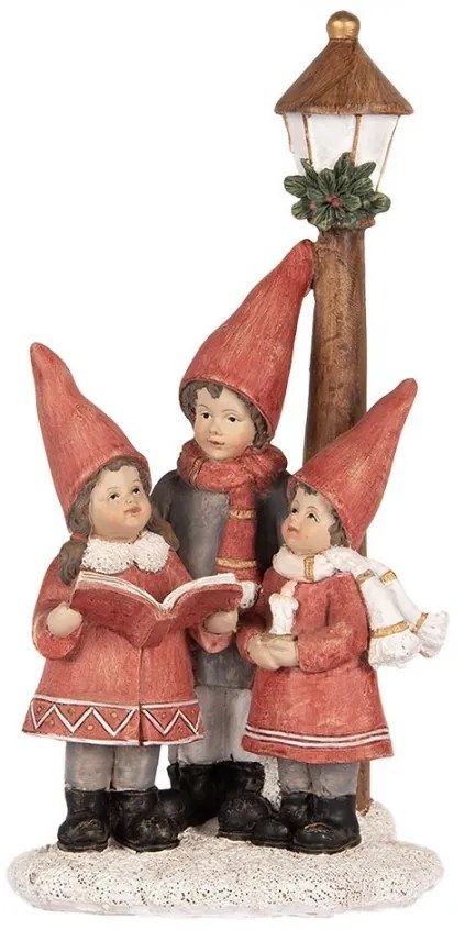 Vianočné dekorácie figúrka spievajúce deti pri lampe - 11*8*21 cm