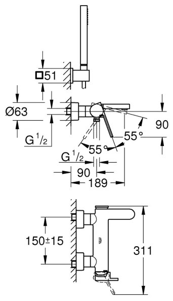 GROHE 33547003 - Vaňová batéria PLUS lesklý chróm
