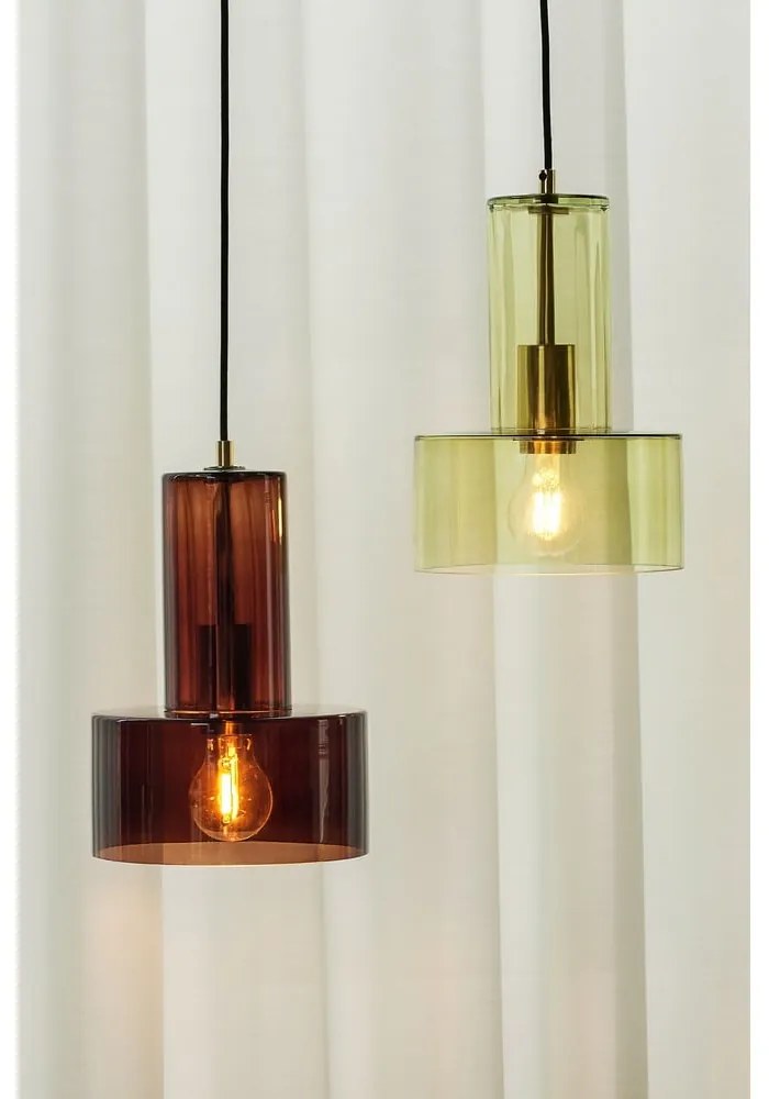 Zelené sklenené závesné svietidlo ø 20 cm Ripple – Hübsch