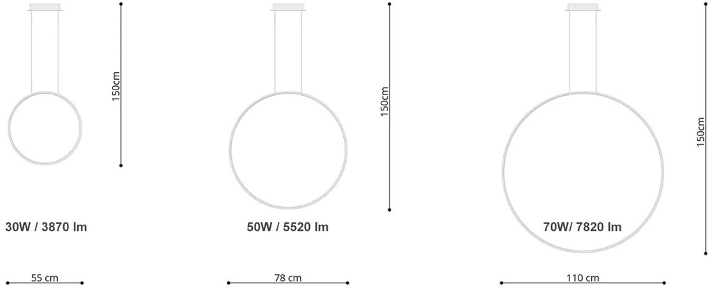 Závesné LED svietidlo Rio 55, 1x LED 30w, 3000k, b