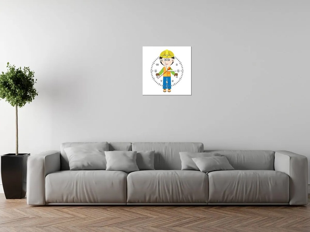 Gario Obraz s hodinami Malý staviteľ Rozmery: 40 x 40 cm