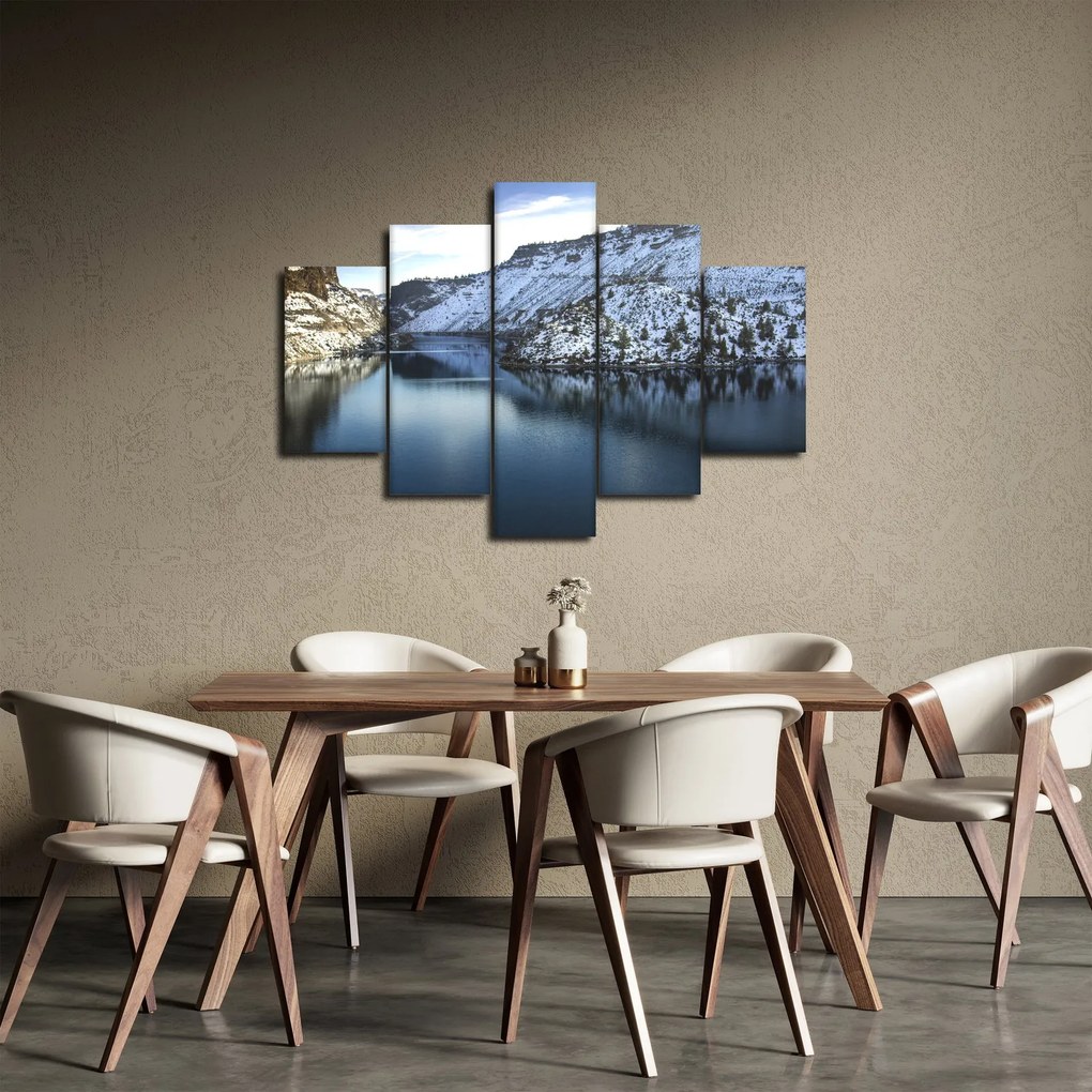 Obraz - zimná krajina s jazerom (150x105 cm)