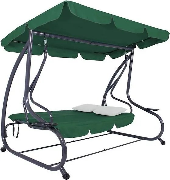 Záhradná hojdačka so strieškou, skladacia, tmavozelená Springos GS0028 VENEZIA