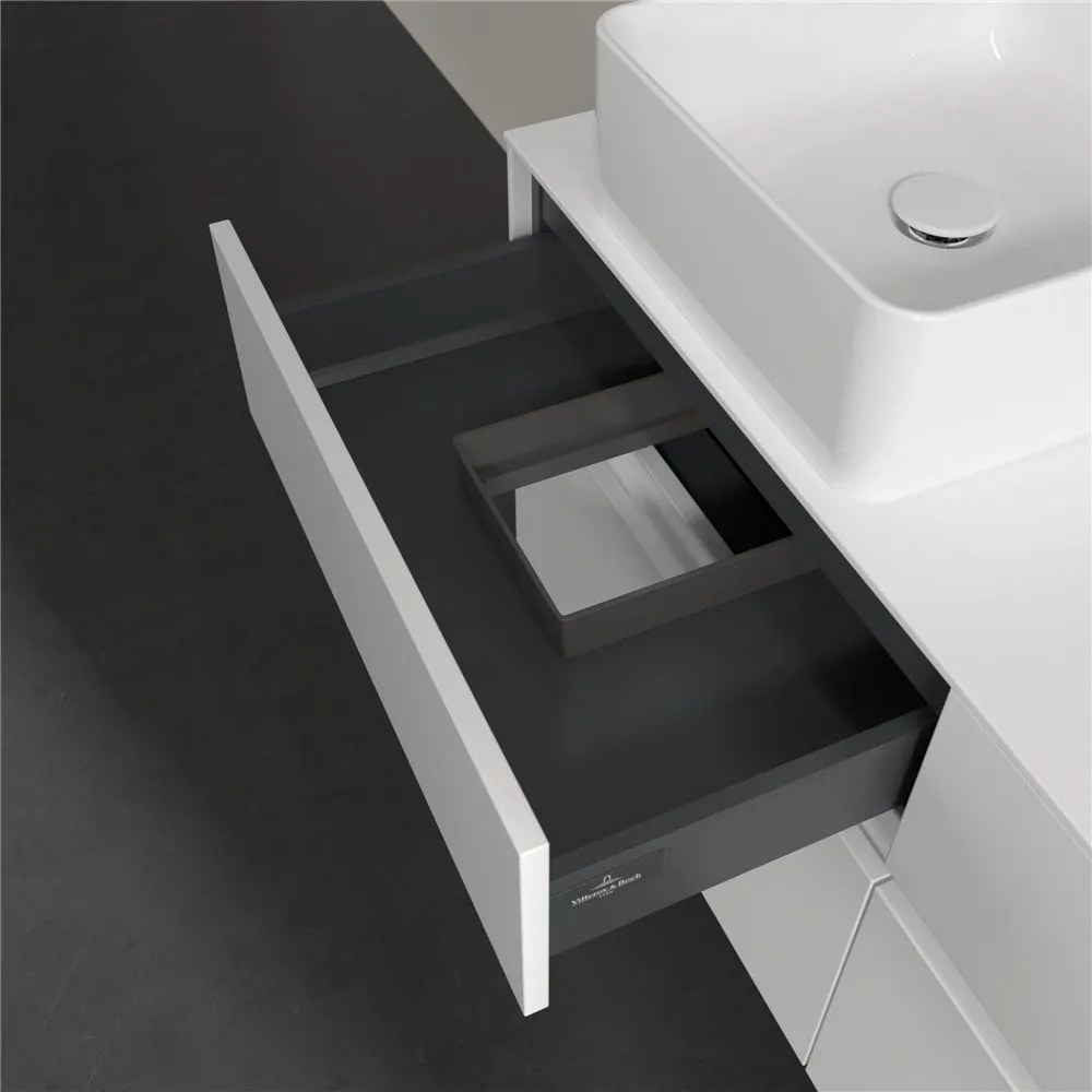 VILLEROY &amp; BOCH Collaro závesná skrinka pod umývadlo na dosku (umývadlo vľavo), 4 zásuvky, 1200 x 500 x 548 mm, White Matt, C04200MS