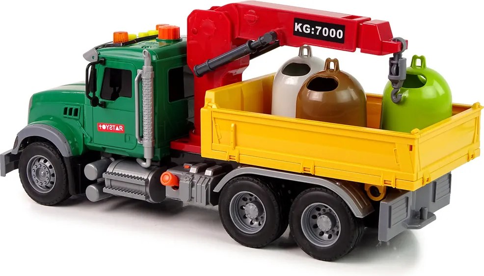 LEAN Toys Nákladné auto, žeriav, doprava, odpadkový kôš, zvuk