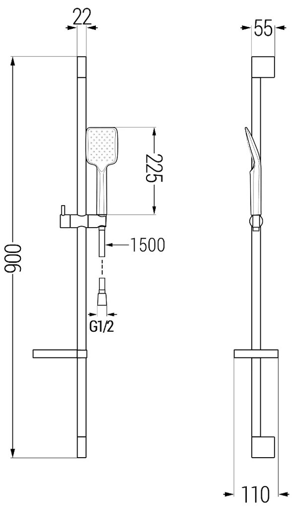 Mexen Pecos vaňová sada DS75, chróm - 72703DS75-00