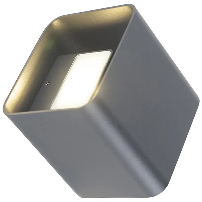 Moderná nástenná lampa tmavosivá vrátane LED IP54 štvorcová - Evi