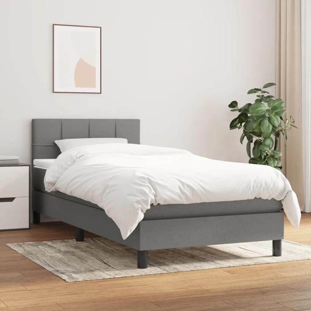 Boxspring posteľ s matracom tmavosivá 90x200 cm látka 3140026