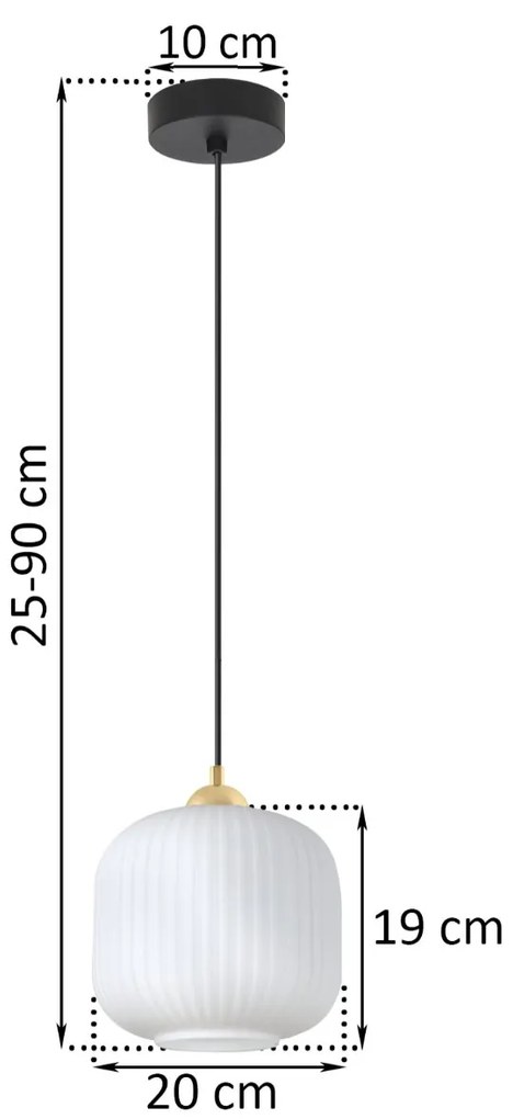 Závesné svietidlo Riffle 2, 1x biele sklenené tienidlo, b/g