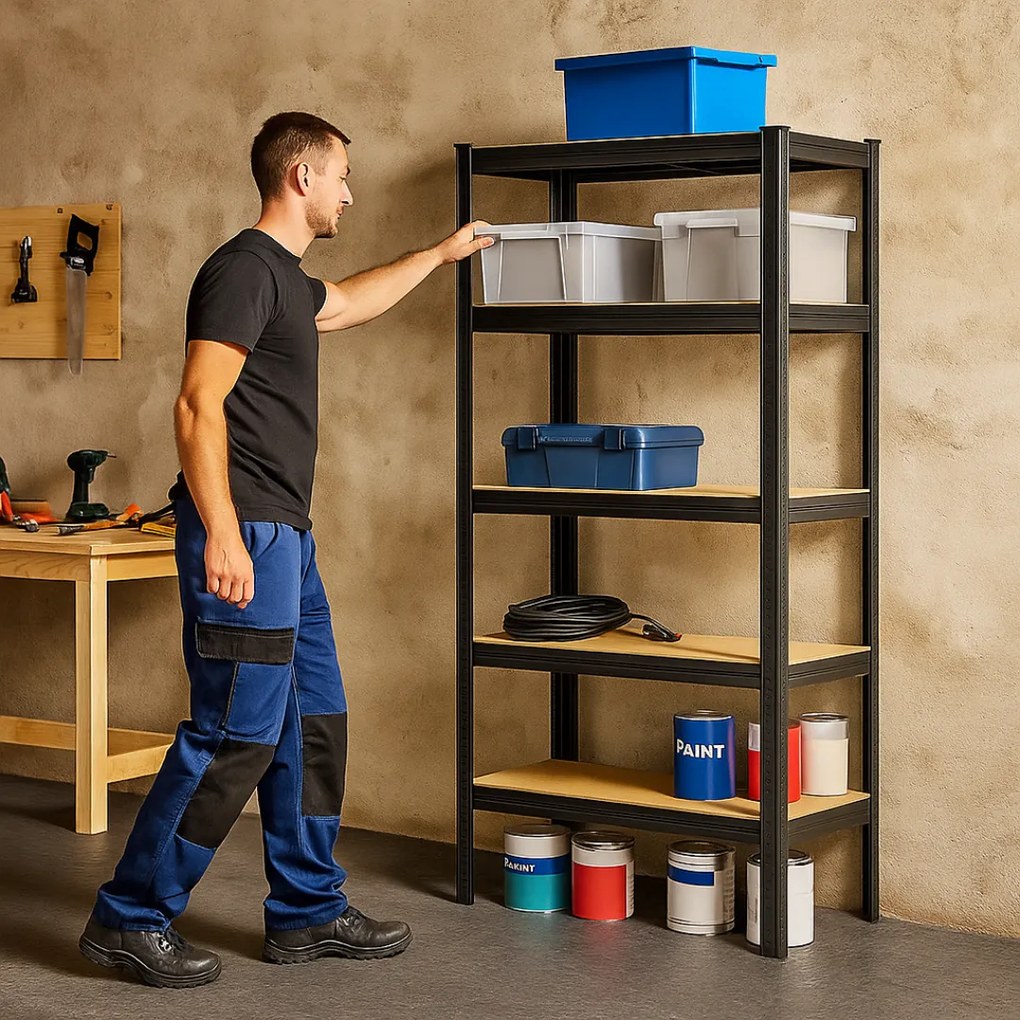 Jurhan Regál s vysokou nosnosťou HEAVY, max. 875kg, 90x40x180cm, čierna