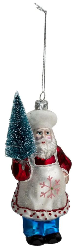 Vianočná ozdoba Santa sa stromčekom - Ø 9*5*16cm
