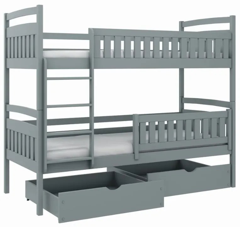 Detská posteľ z masívu borovice IGOREK so zásuvkami - 200x90 cm - BIELA