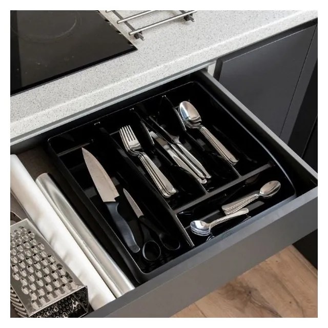 Čierny organizér na príbory Addis Classic, 40 x 38,5 cm