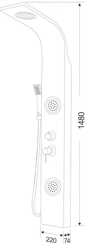 Mexen Gros, sprchový panel, chrómová, 7619-03-00