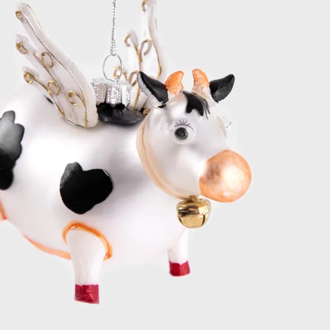 Vianočná ozdoba GLASSO kravička s krídlami 715099
