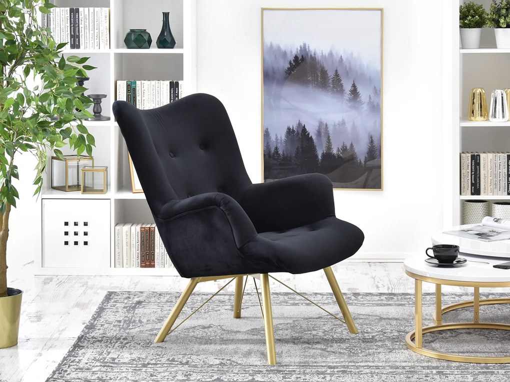Relaxačné kreslo Dawntawn (čierna + zlatá). Akcia -20%. Vlastná spoľahlivá doprava až k Vám domov. 1135670